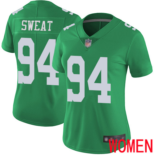 Women Philadelphia Eagles 94 Josh Sweat Limited Green Rush Vapor Untouchable NFL Jersey Football